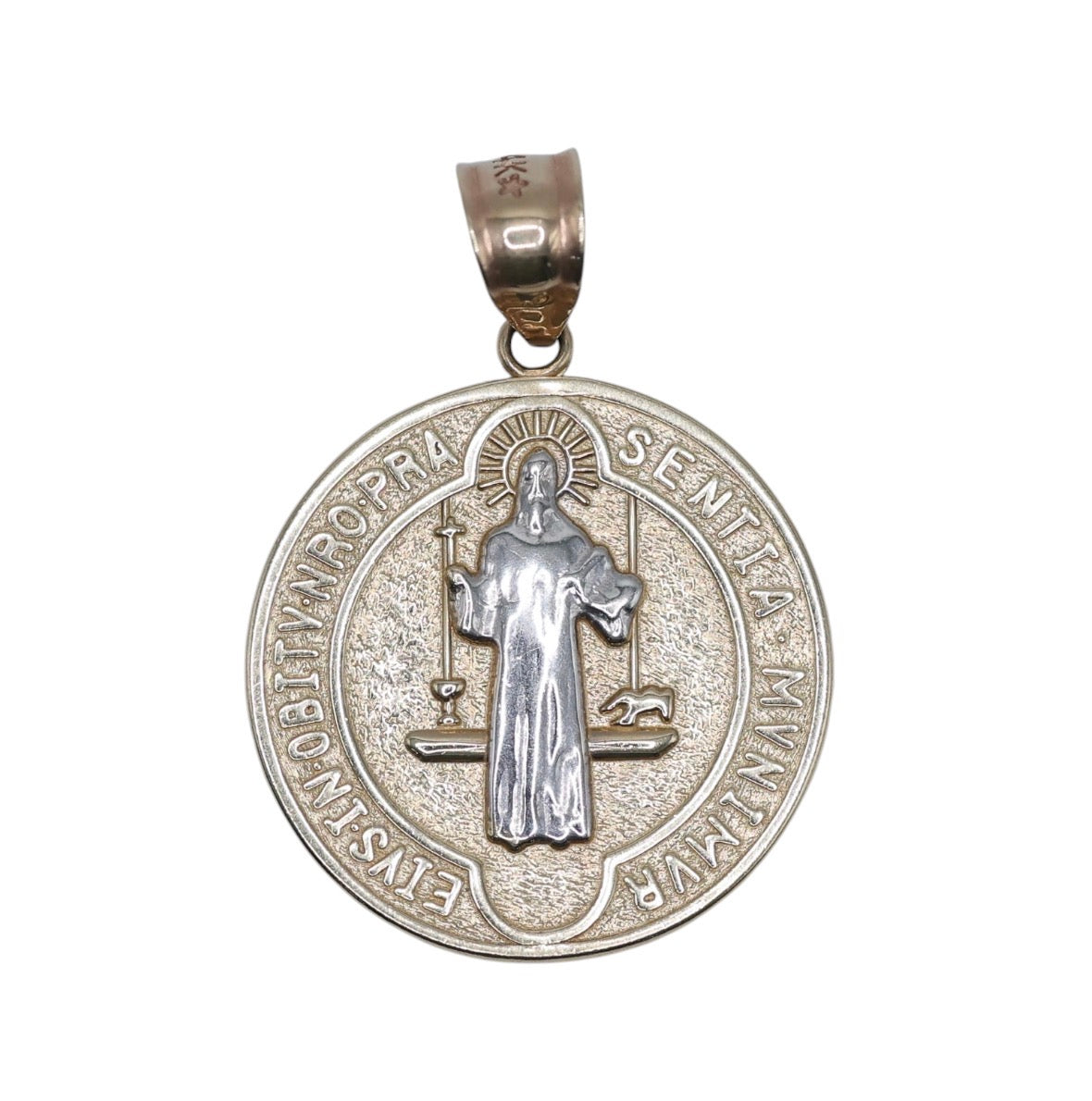 14KT GOLD SAN BENITO COIN PENDANT - 23.5MM LARGE SOLID PENDANT