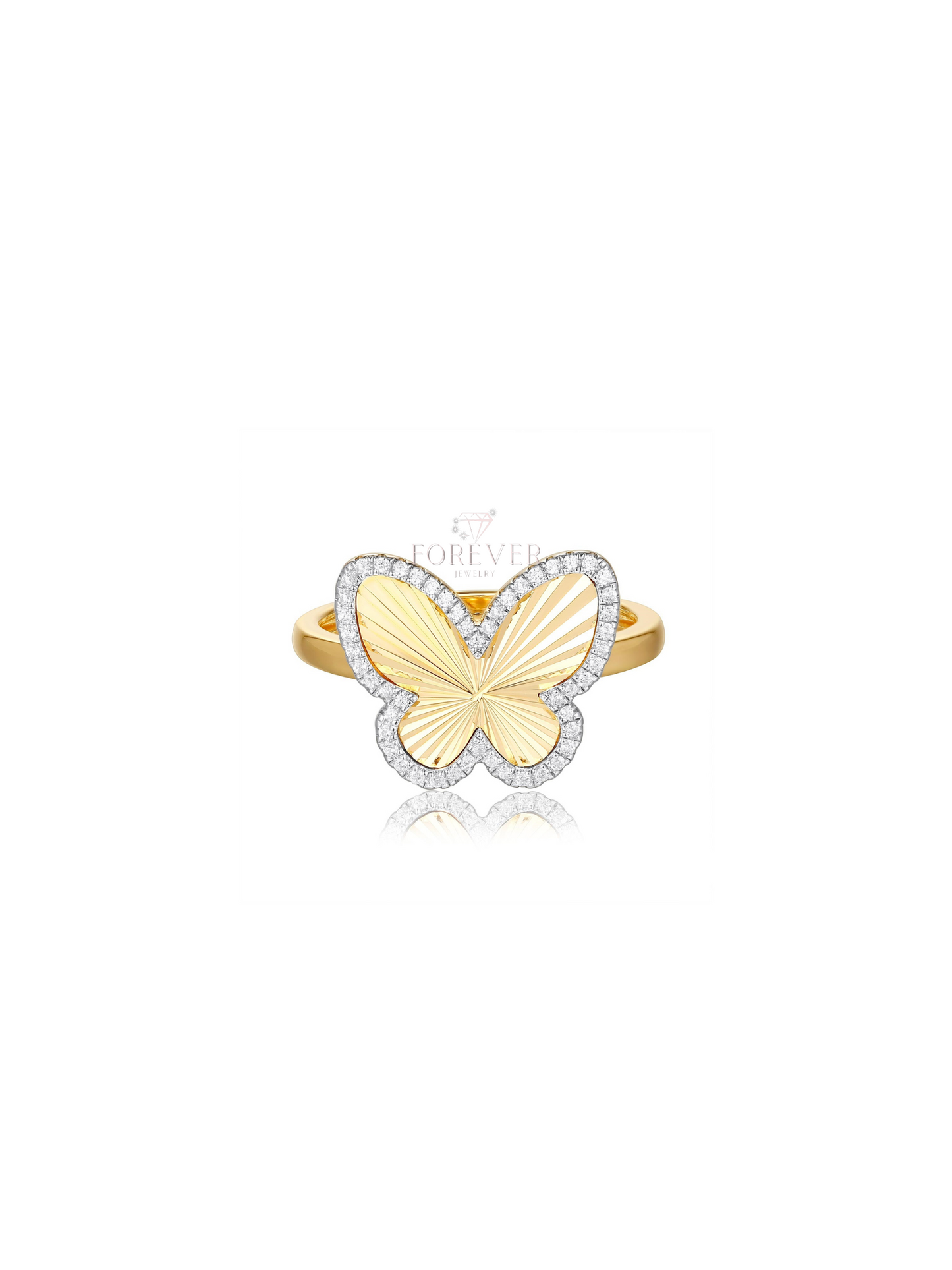 14K DIAMOND BUTTERFLY RING