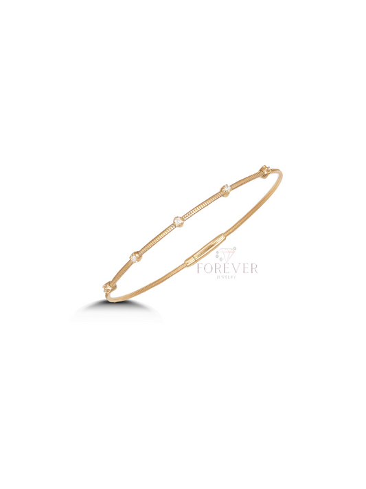 14K YELLOW  GOLD DIAMOND FLEX BANGLE