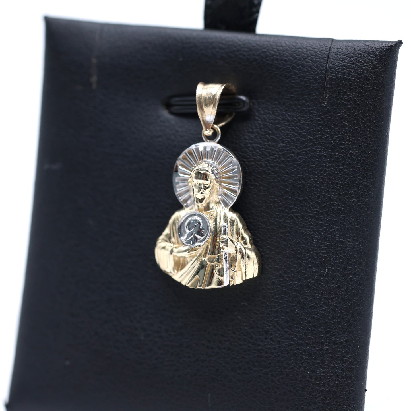 14KT GOLD 2 TONE SAN JUDAS HALF BODY PENDANT - SOLID