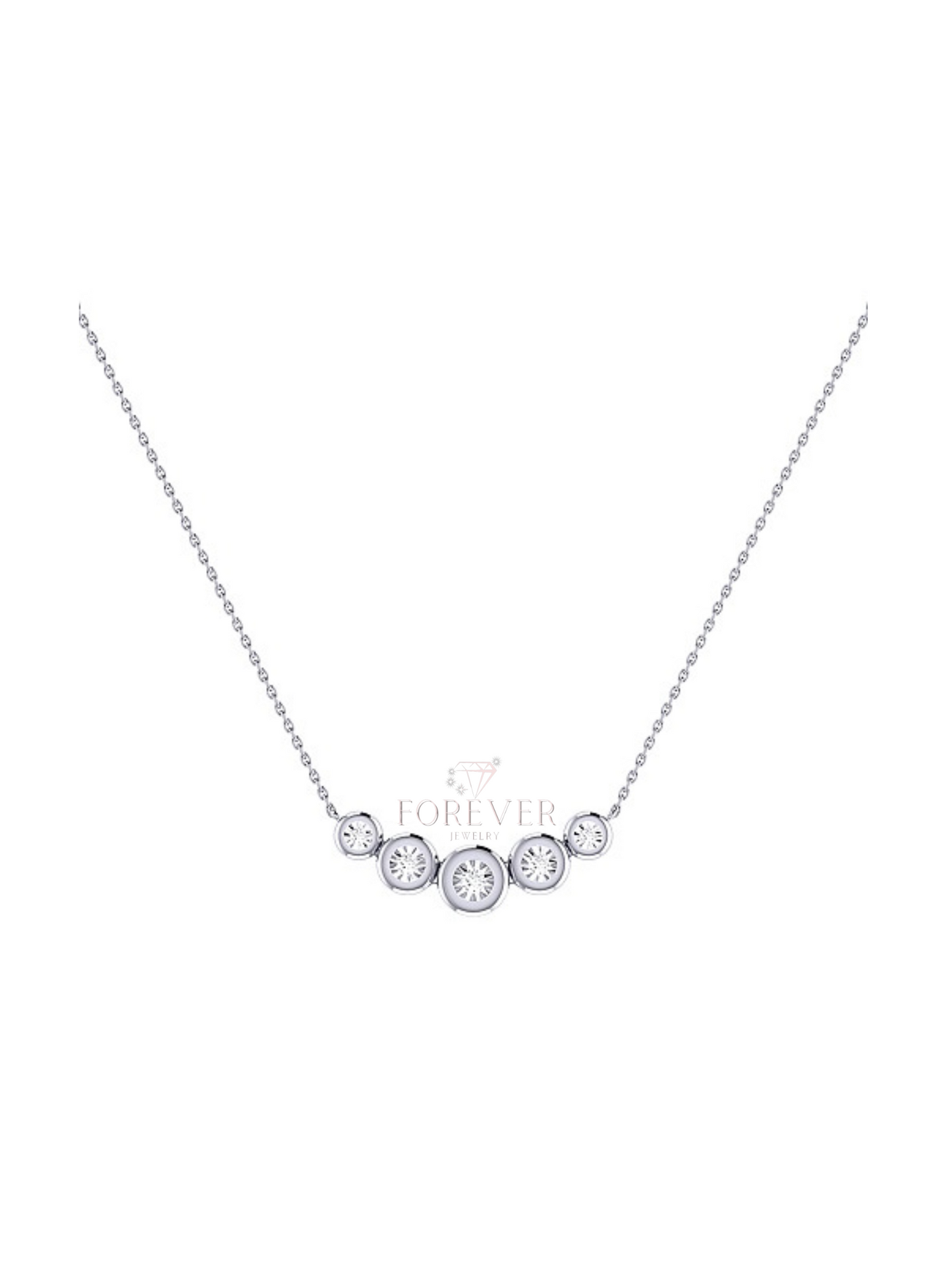 14K SILVER GOLD DIAMOND ILLUSION SET CHEVRON NECKLACE