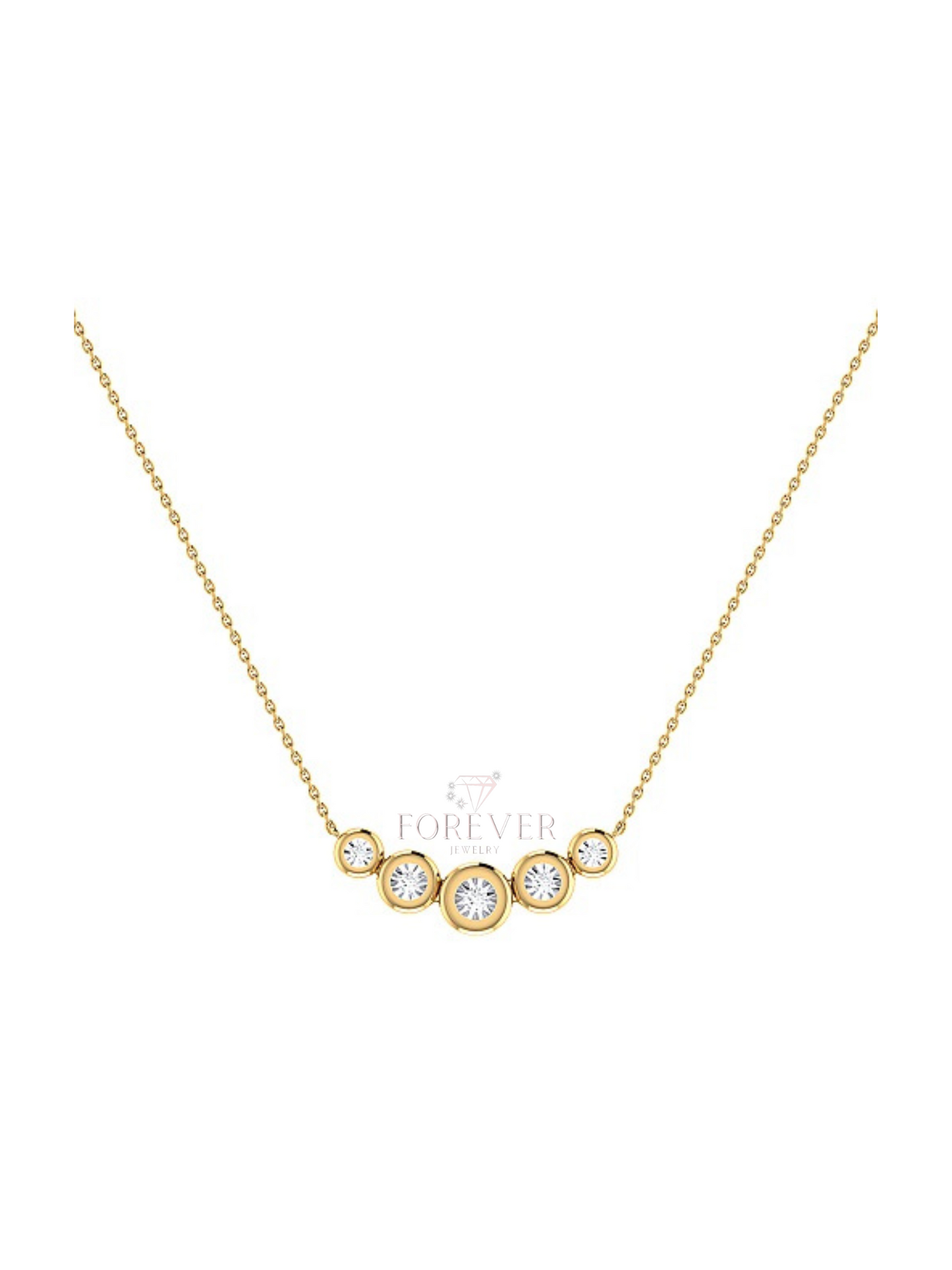 14K YELLOW GOLD DIAMOND ILLUSION SET CHEVRON NECKLACE