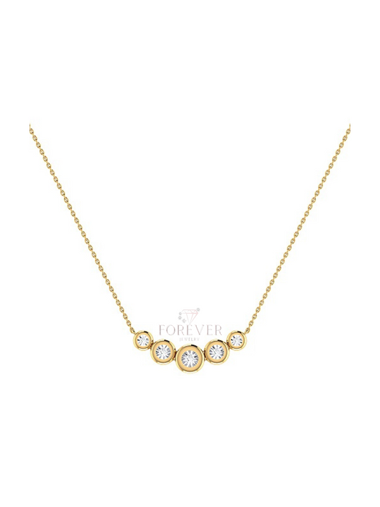 14K YELLOW GOLD DIAMOND ILLUSION SET CHEVRON NECKLACE