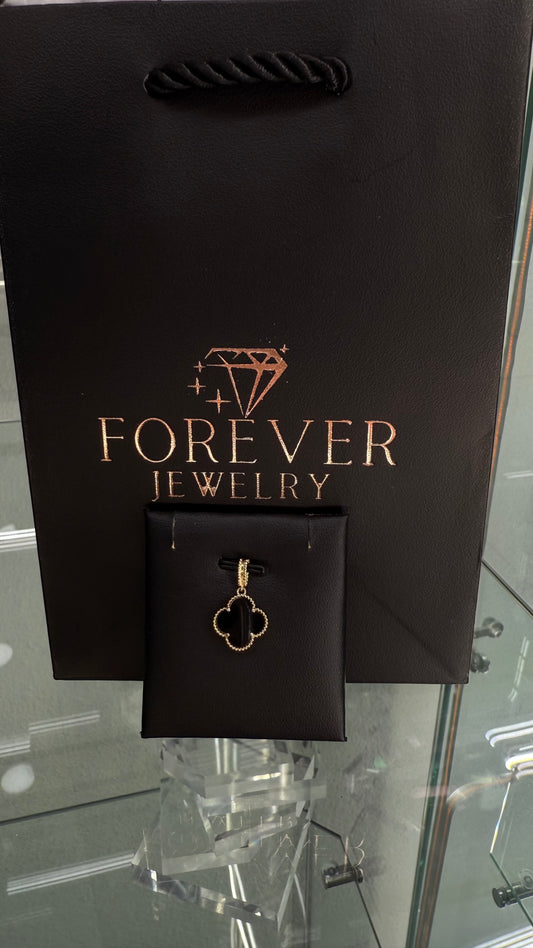 14KT GOLD BLACK FLOWER PENDANT