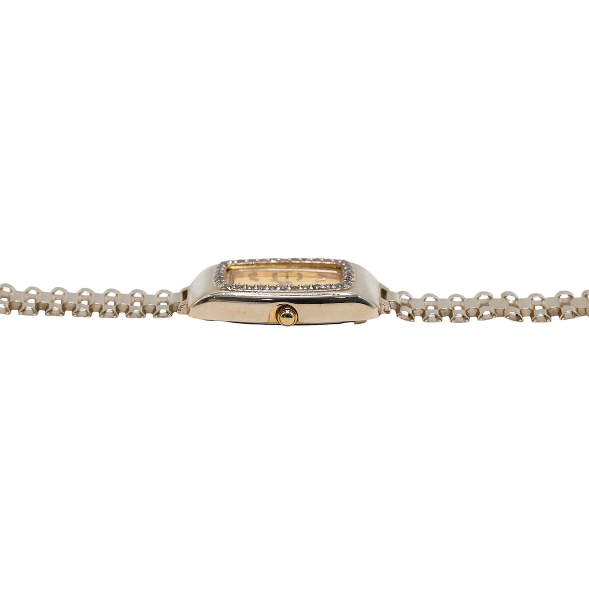 14KT GOLD CUBIC ZIRCONIA STONE LADIES WATCH RIBBED FLEX BAND - SIZE 7