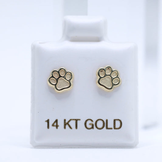 14KT GOLD PAW PRINT SCREW ON EARRINGS