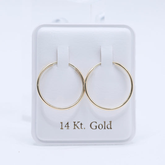 14KT GOLD SEAMLESS HOOPS - 18MM SEMISOLID