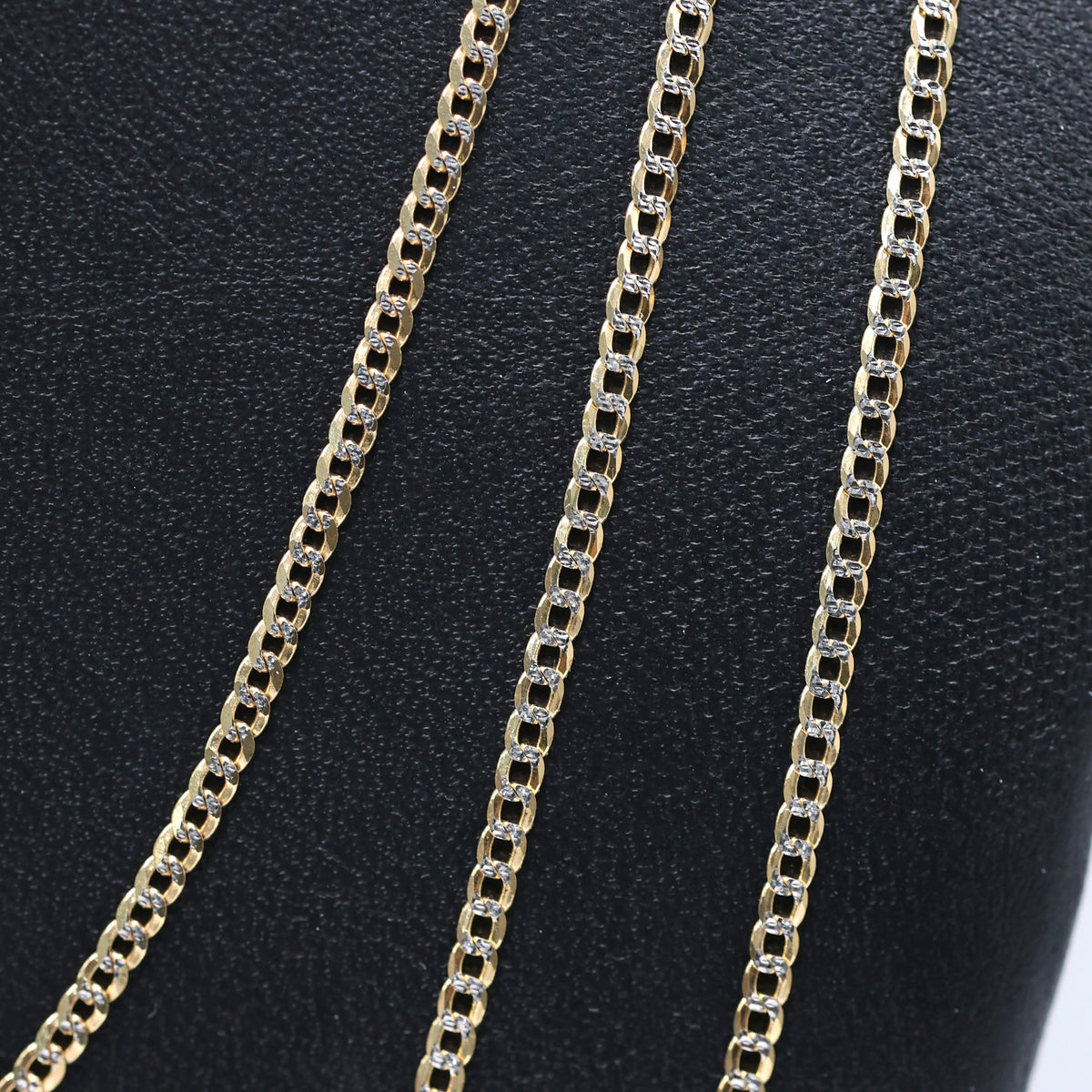 14KT GOLD DIAMOND CUT CUBAN NECKLACES 2MM - SOLID