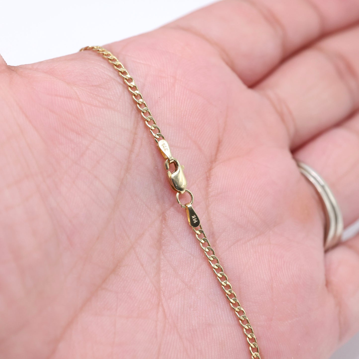 14KT GOLD 2MM SEMISOLID CUBAN CHAIN NECKLACE