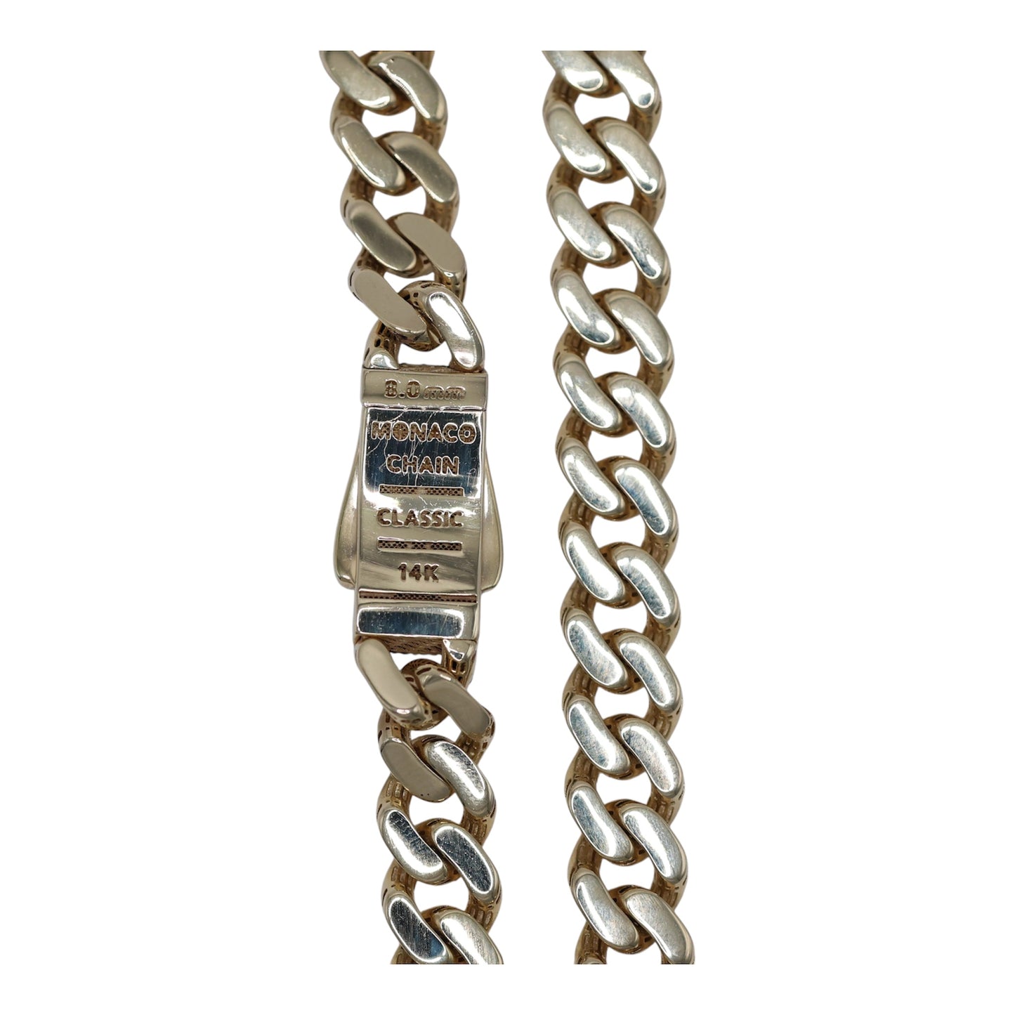 14KT GOLD MONACO CHAIN BLACK EDITION 5MM NECKLACE - CERTIFIED PAVE STONE