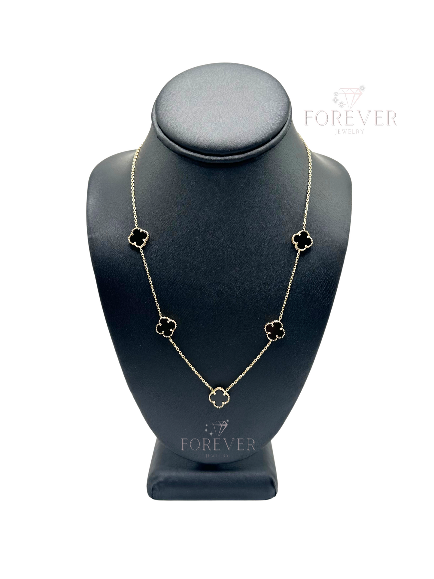 14K GOLD BLACK FLOWER NECKLACE