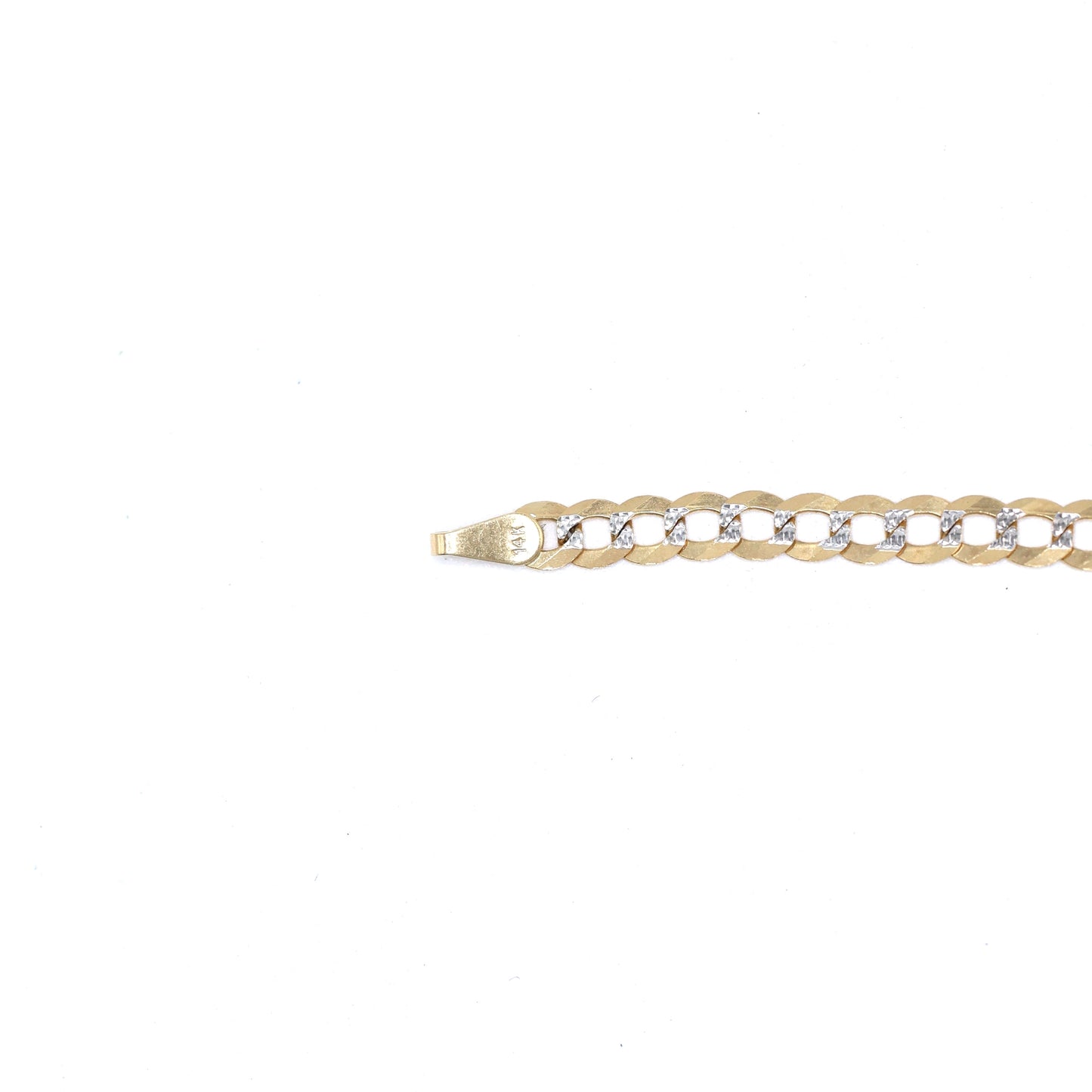 14KT GOLD 4MM DIAMOND CUT CUBAN BRACELET - SOLID