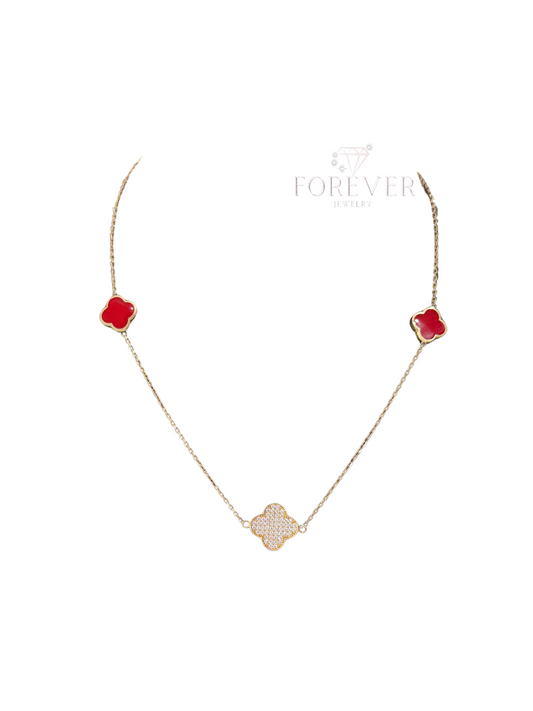 14KT GOLD RED FLOWER NECKLACE