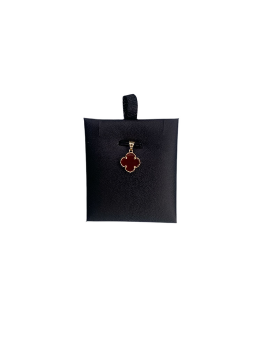 14KT GOLD BURGUNDY FLOWER PENDANT