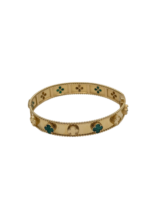 14K GOLD FLOWER BRACELET (W/ GREEN)