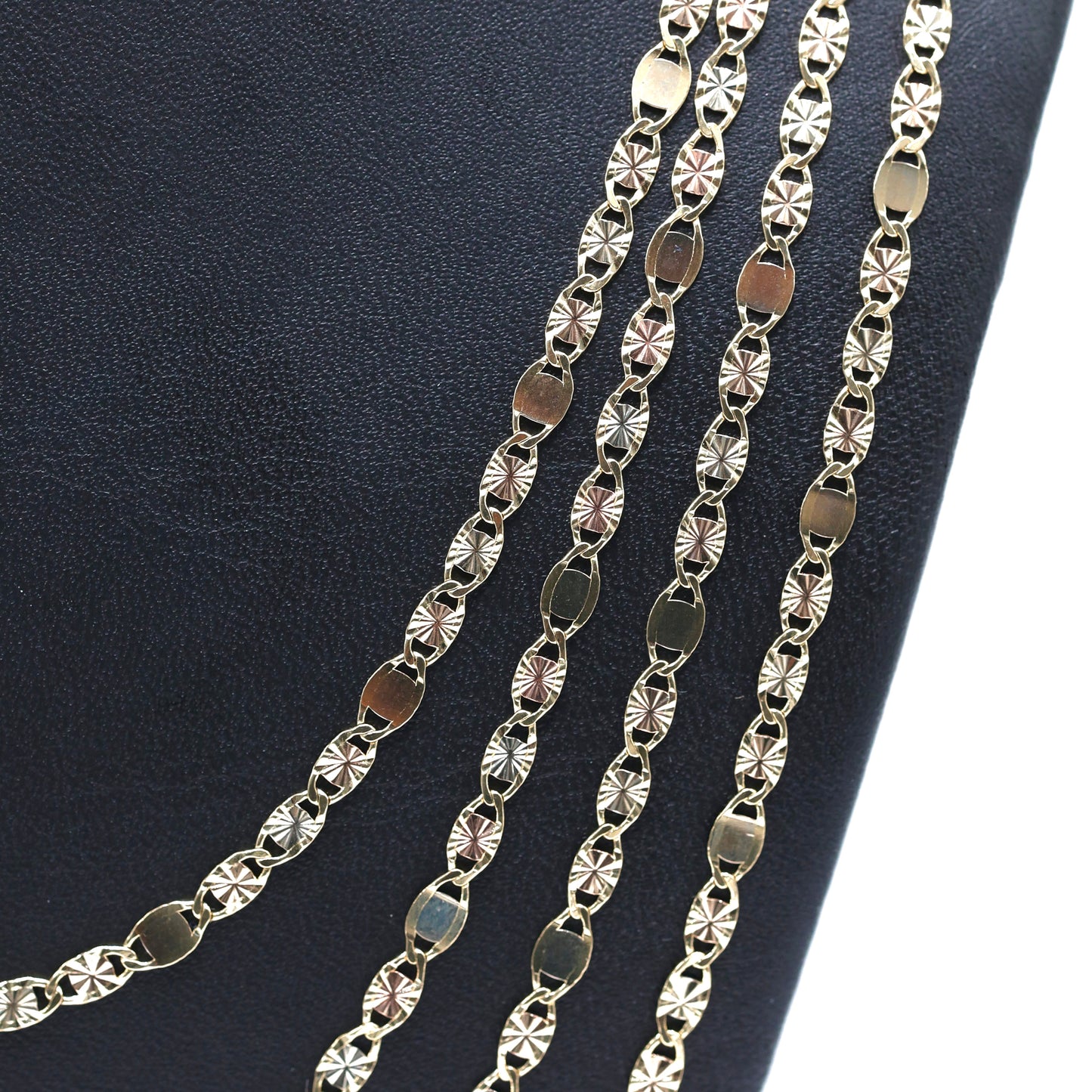 14KT GOLD ESPEJO NECKLACE 3 TONE 3.5MM - SOLID