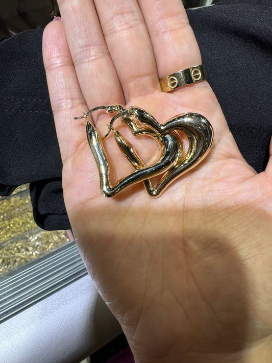 14KT HEART EARRINGS