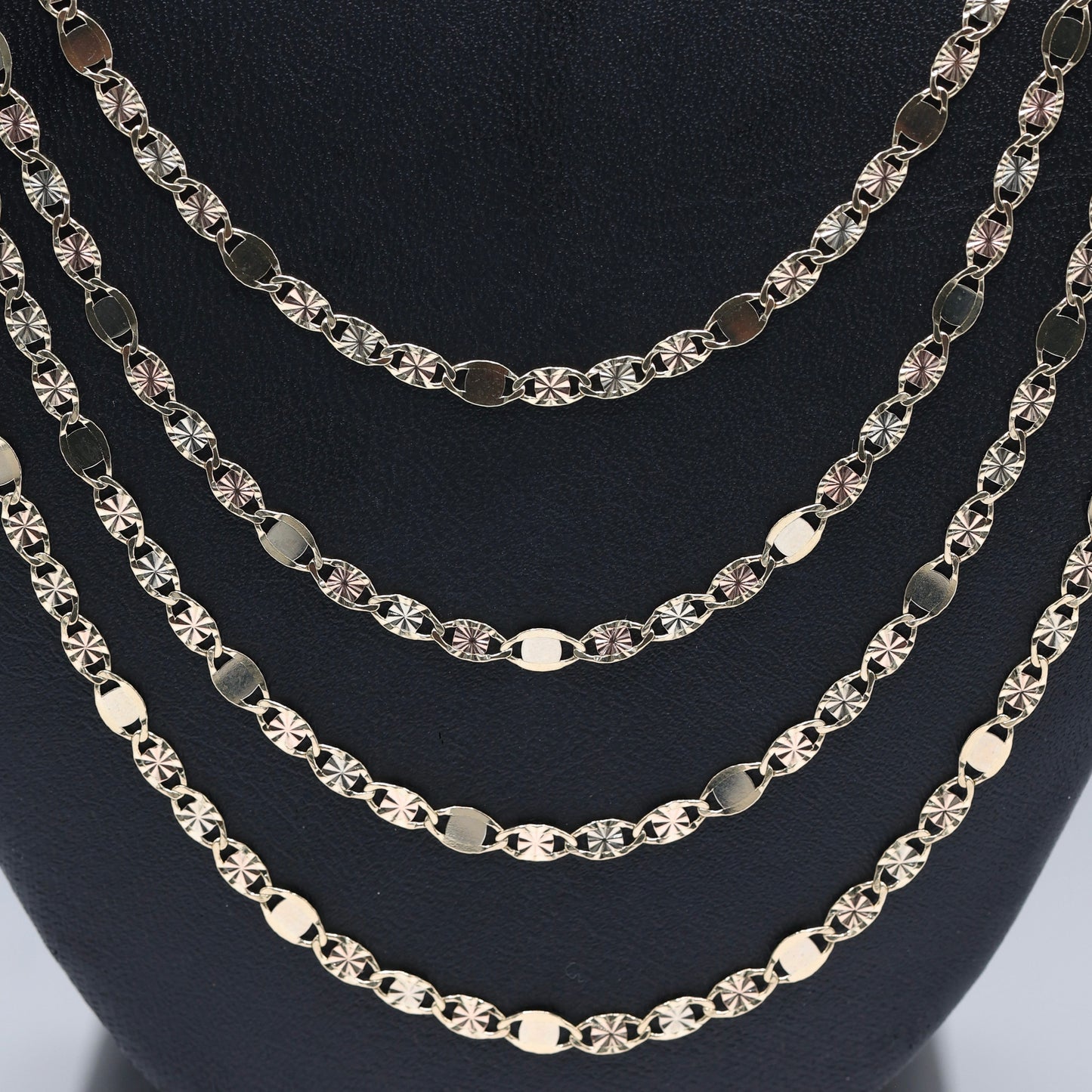 14KT GOLD ESPEJO NECKLACE 3 TONE 3.5MM - SOLID