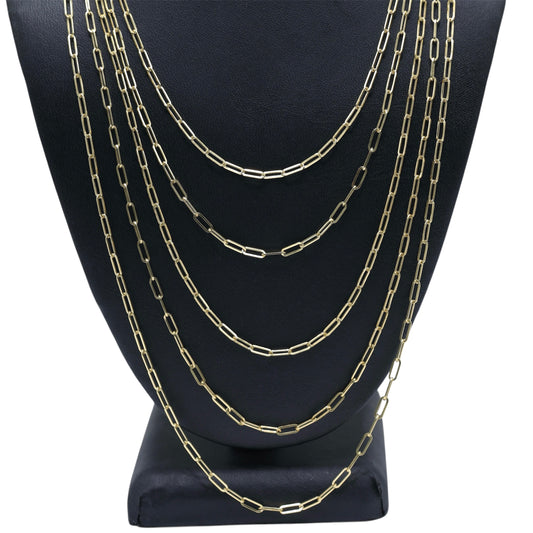 14KT GOLD PAPERCLIP NECKLACE 2.5MM - SEMISOLID