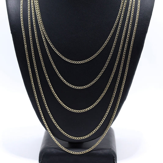 14KT GOLD 2MM SEMISOLID CUBAN CHAIN NECKLACE