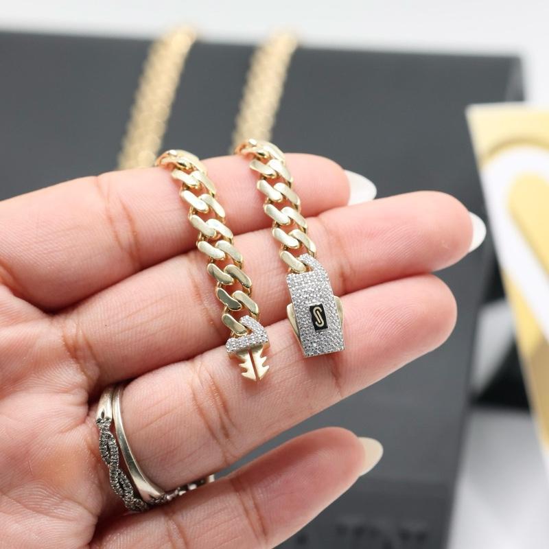 14KT GOLD 6.5 MONACO CHAIN CLASSIC BRACELET CERTFIED - PAVE LOCK
