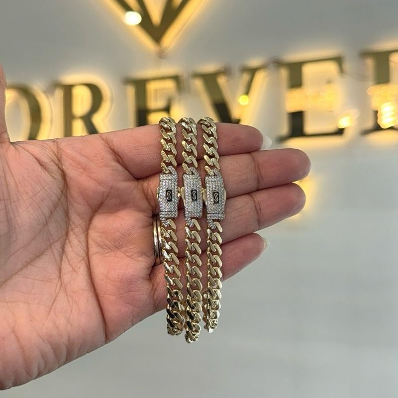 14KT GOLD 6.5 MONACO CHAIN CLASSIC BRACELET CERTFIED - PAVE LOCK