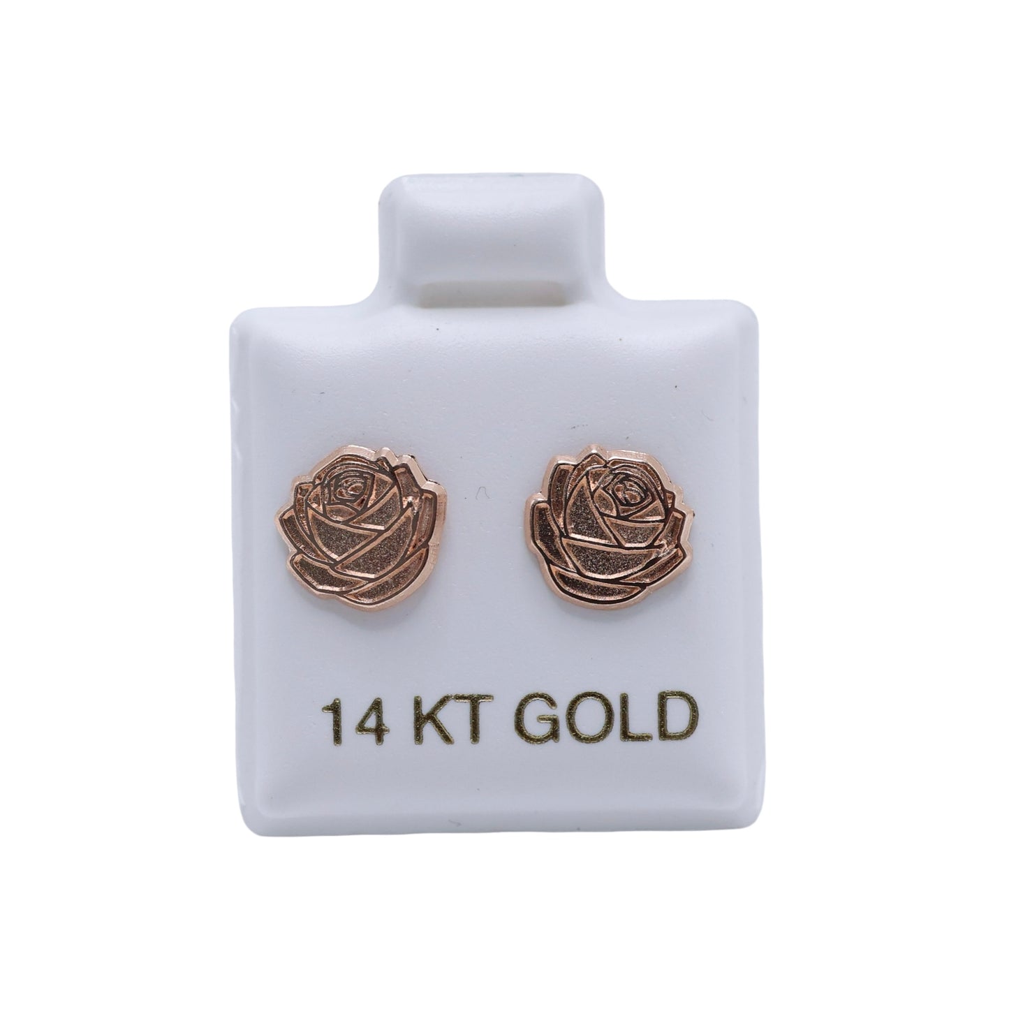 14KT GOLD ROSE TONE ROSE FLOWER EARRINGS SCREW ON BALL EARRINGS