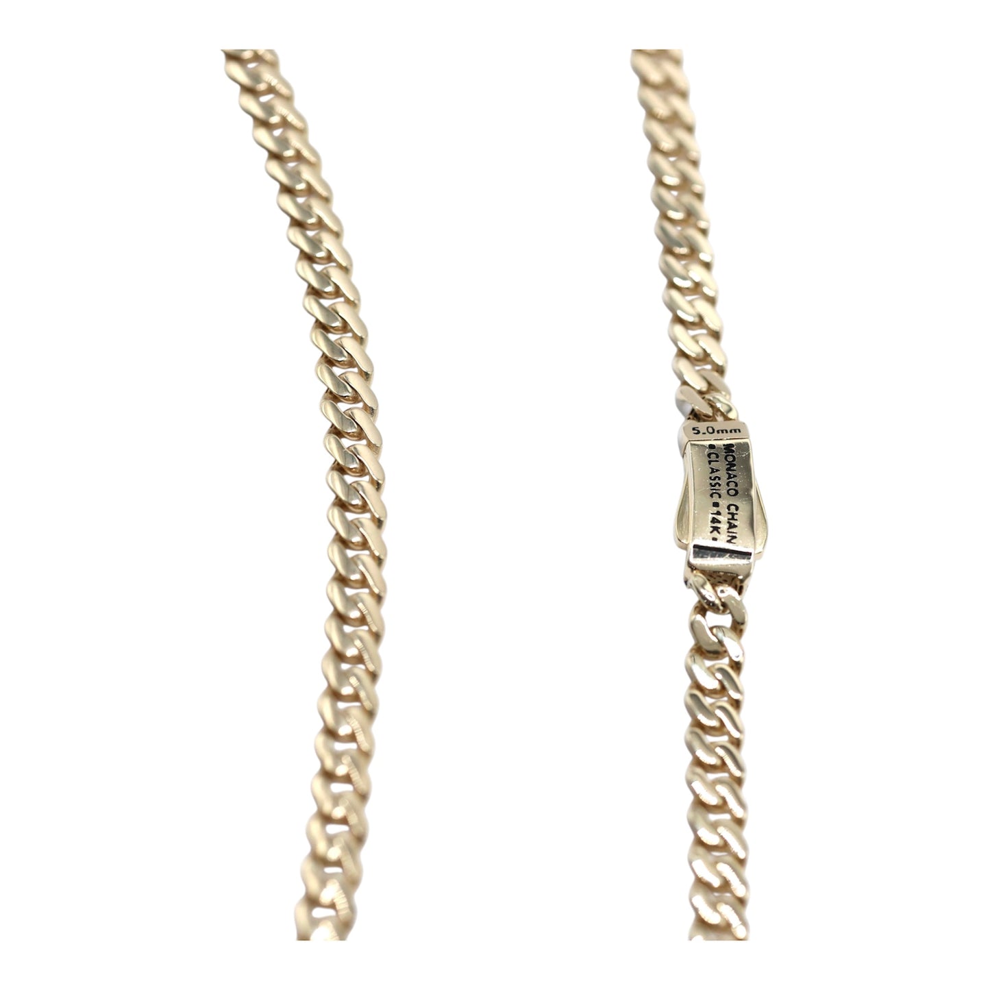 14KT GOLD MONACO CHAIN BLACK EDITION 5MM NECKLACE - CERTIFIED PAVE STONE