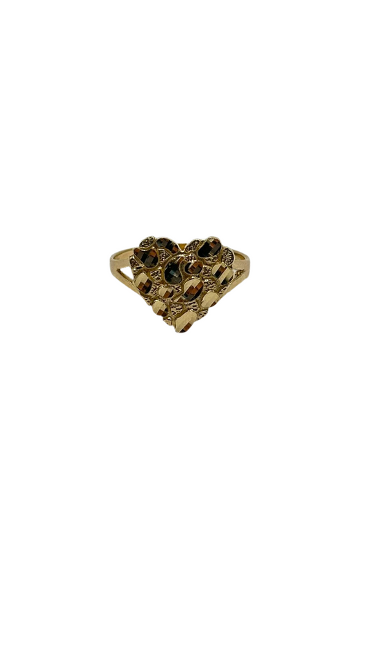 14K HEART NUGGET RING