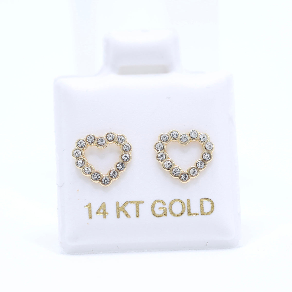 14KT GOLD CZ OUTLINE HEART SCREW ON EARRINGS