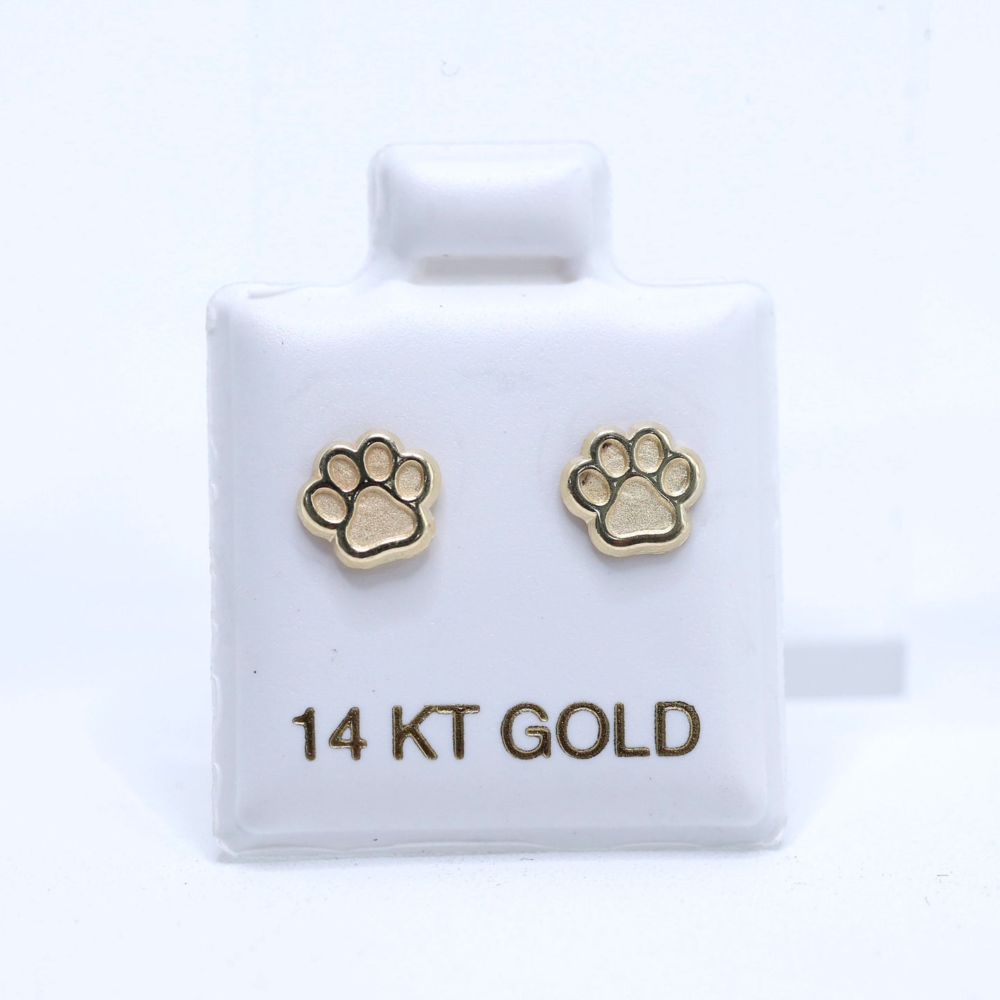 14KT GOLD PAW PRINT SCREW ON EARRINGS