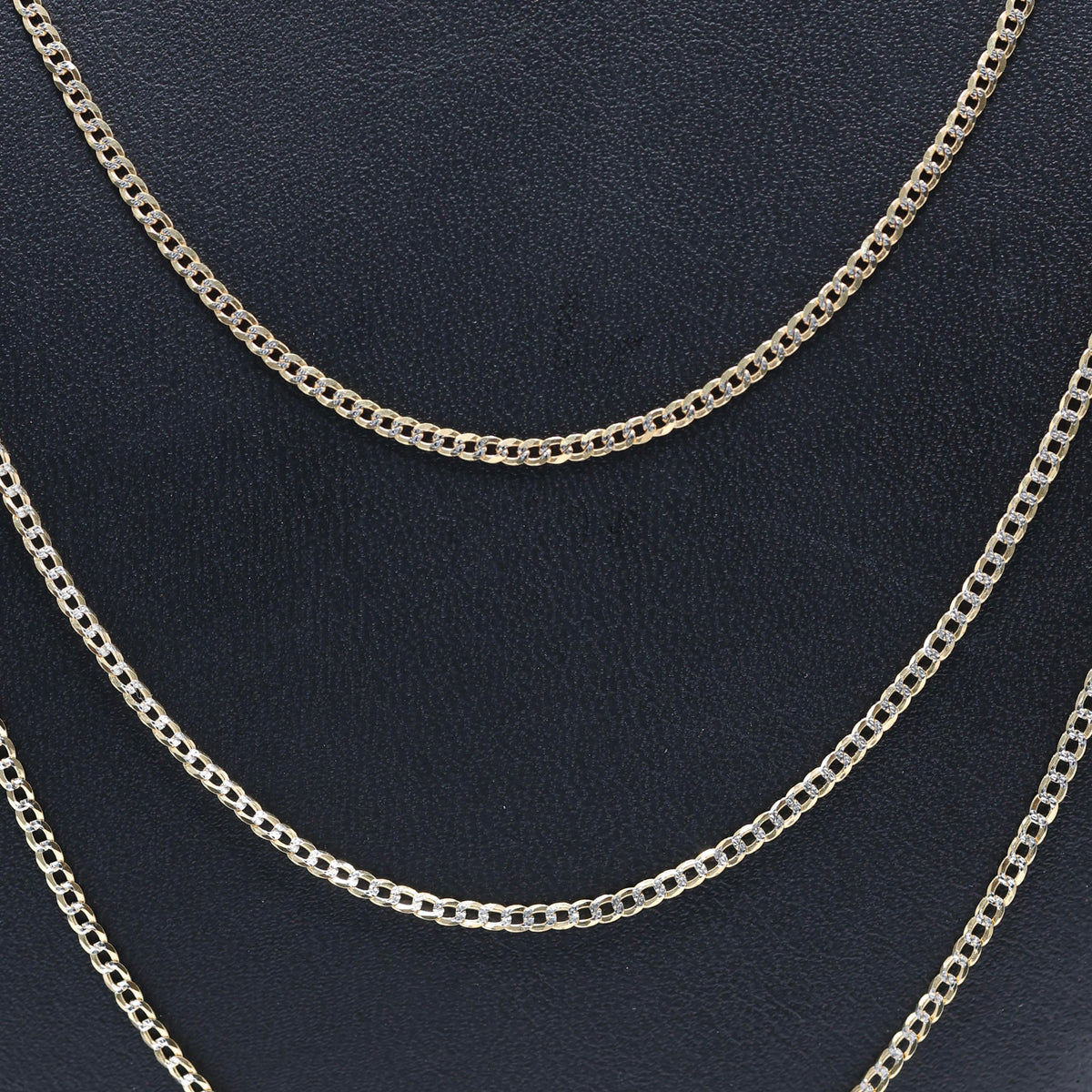 14KT GOLD DIAMOND CUT CUBAN NECKLACES 2MM - SOLID
