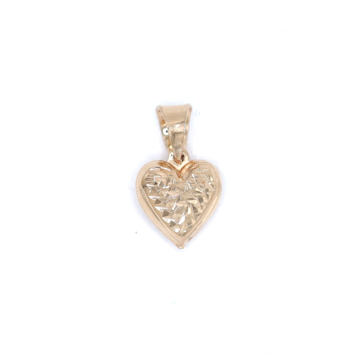 14KT GOLD 3D TEXTURED HEART PENDANT SEMISOLID SMALL PENDANT