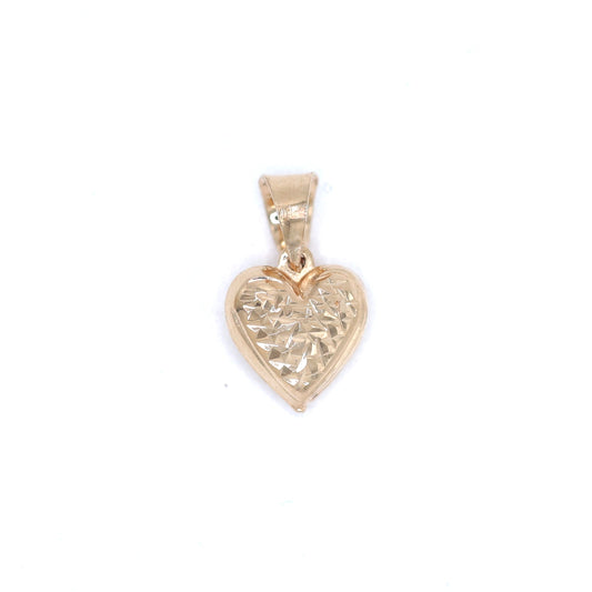 14KT GOLD 3D TEXTURED HEART PENDANT SEMISOLID SMALL PENDANT