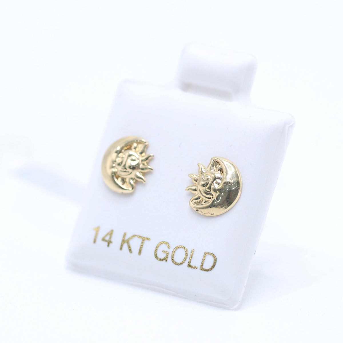 14KT GOLD SUN AND MOON FACES SCREW ON EARRINGS