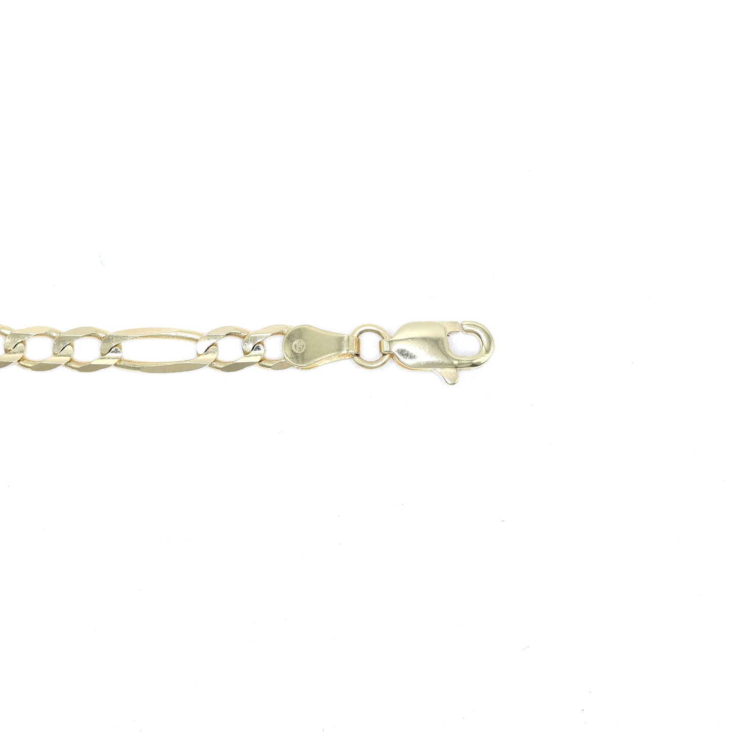 14KT GOLD FIGARO BRACELET - 3.8MM, SOLID - SIZE 7