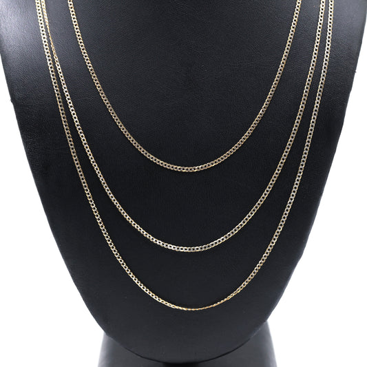 14KT GOLD DIAMOND CUT CUBAN NECKLACES 2MM - SOLID
