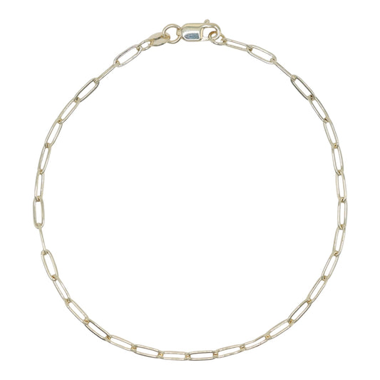 14KT GOLD MINI PAPERCLIP 2MM BRACELET