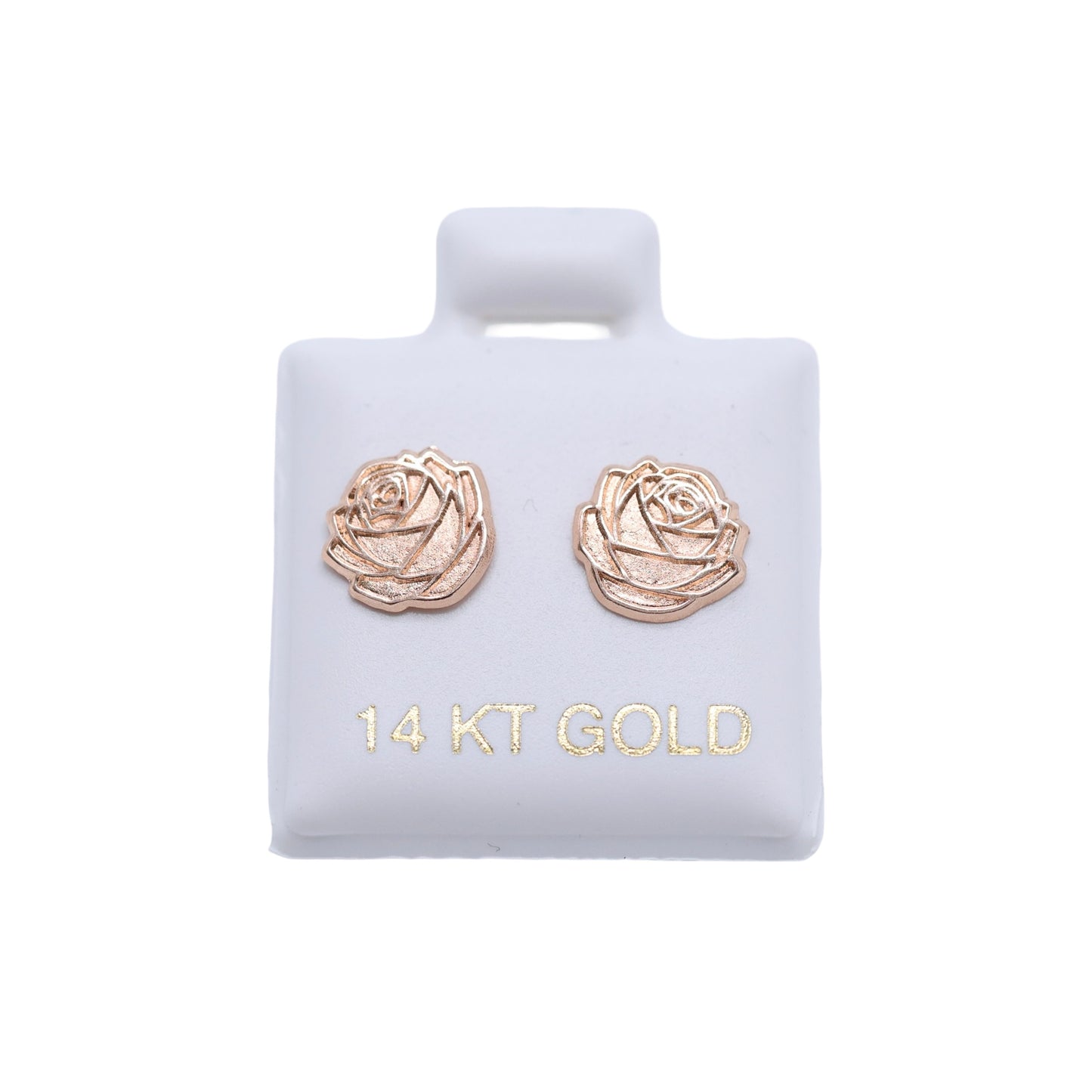 14KT GOLD ROSE TONE ROSE FLOWER EARRINGS SCREW ON BALL EARRINGS