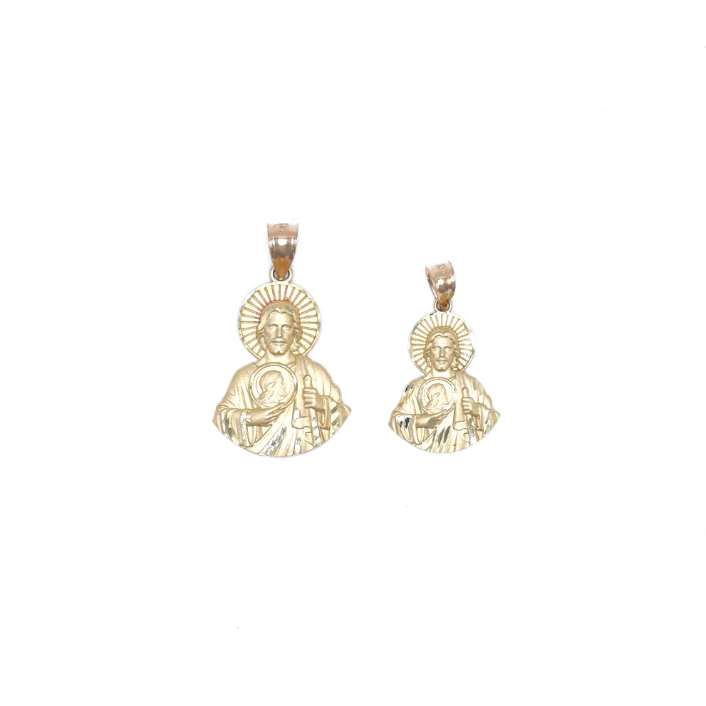 14KT GOLD SAN JUDAS HALF BODY PENDANT - AVAILABLE IN 2 SIZES
