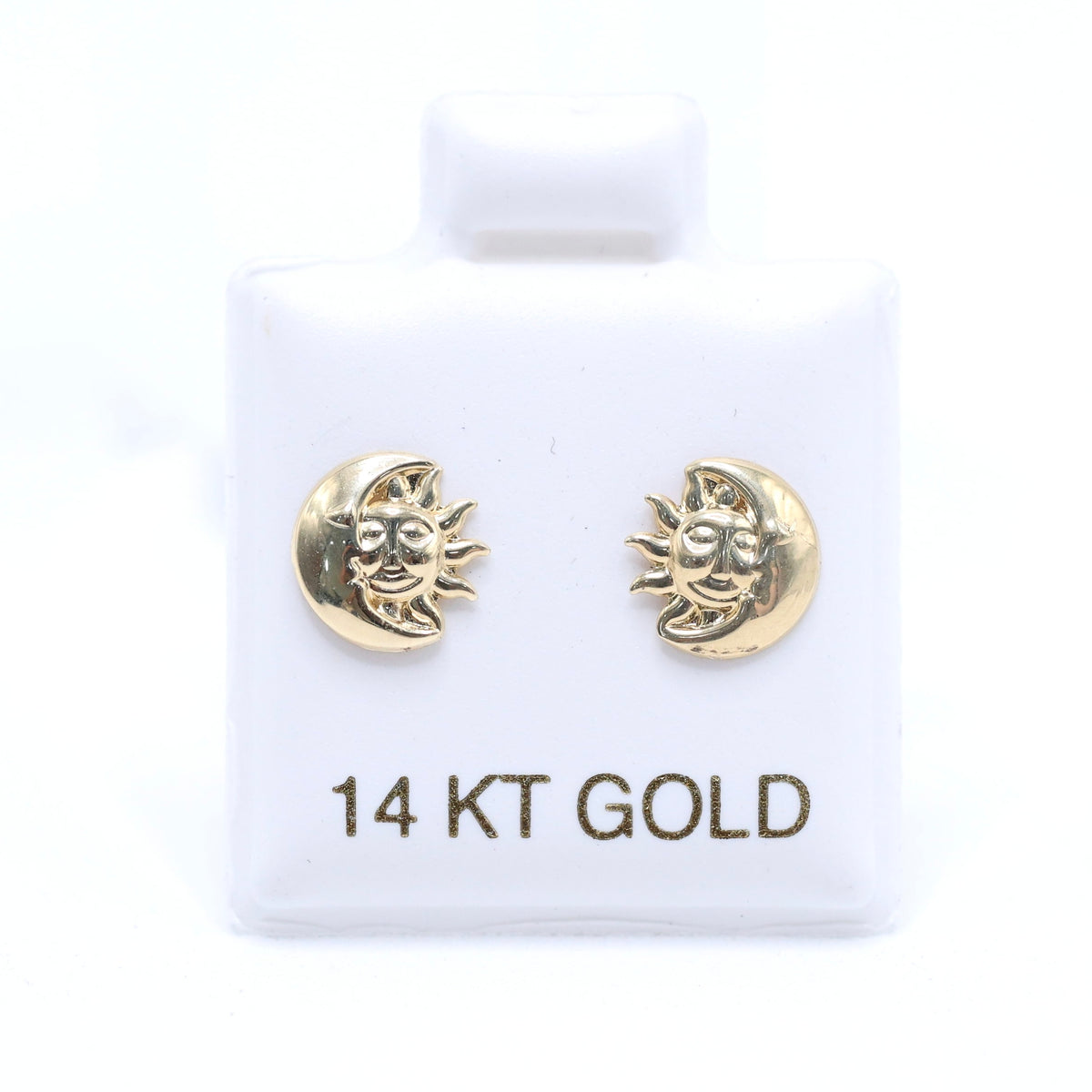 14KT GOLD SUN AND MOON FACES SCREW ON EARRINGS