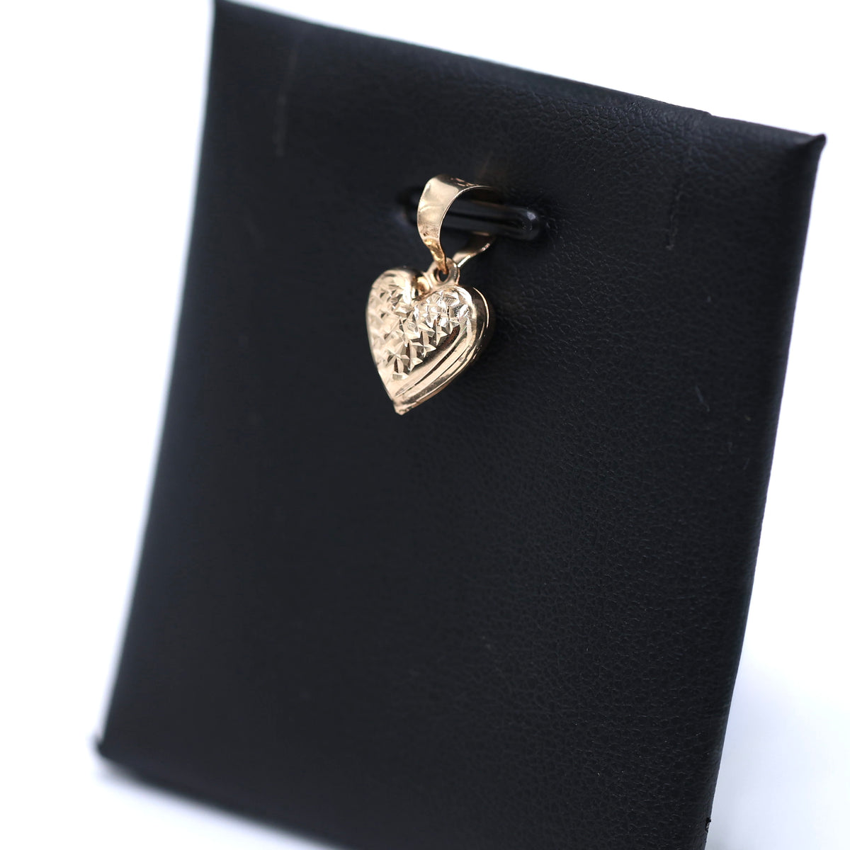 14KT GOLD 3D TEXTURED HEART PENDANT SEMISOLID SMALL PENDANT
