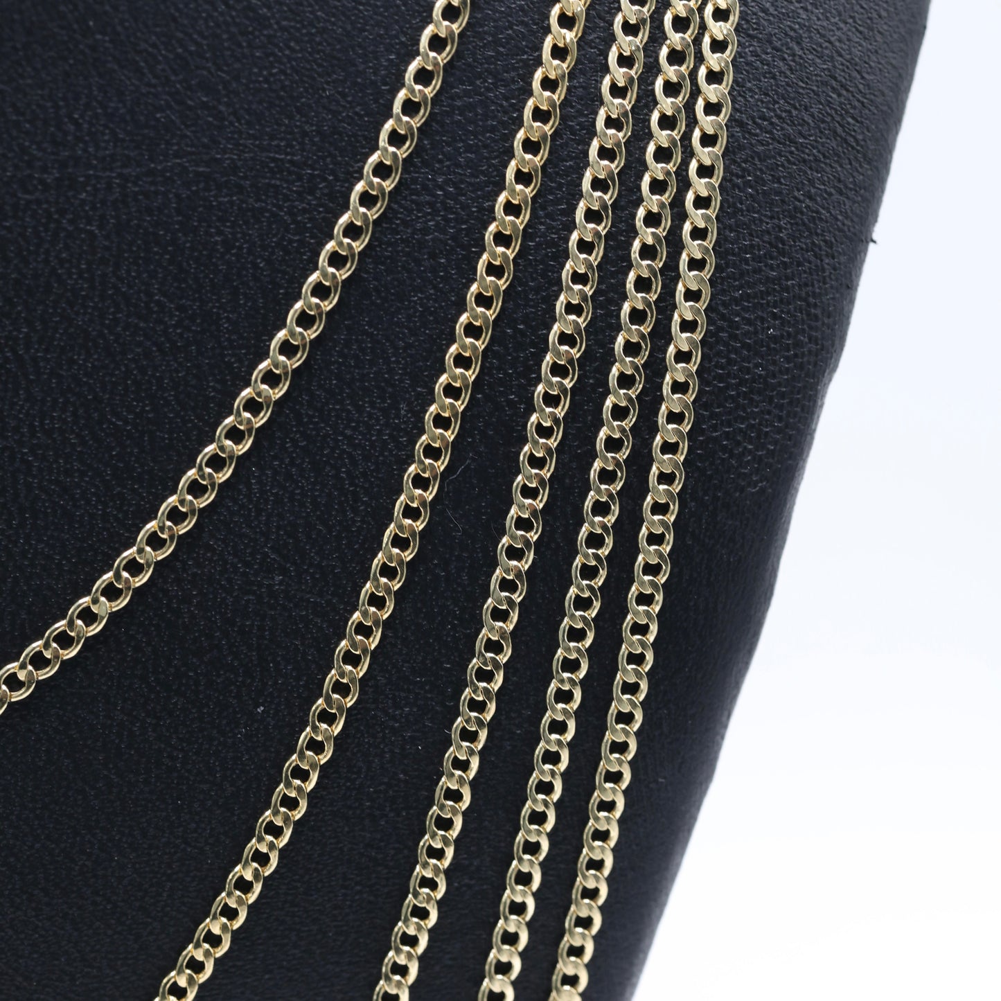 14KT GOLD 2MM SEMISOLID CUBAN CHAIN NECKLACE