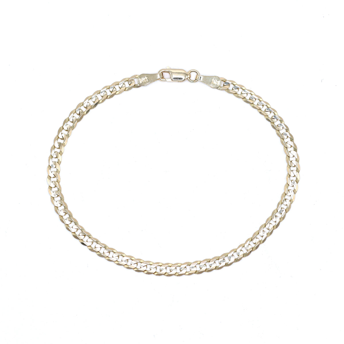 14KT GOLD 4MM SOLID CUBAN BRACELET - SIZE 8