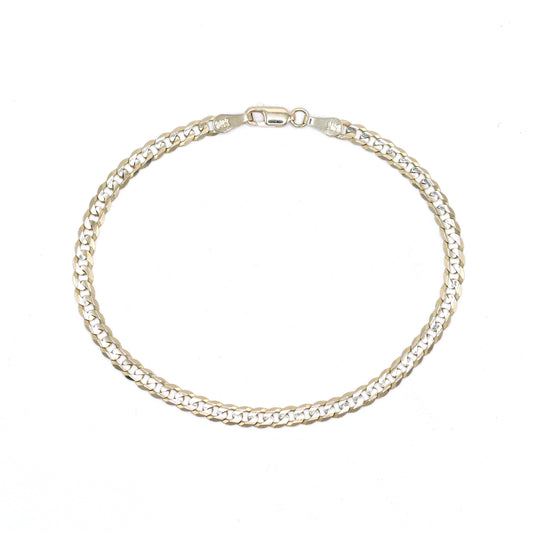 14KT GOLD 4MM SOLID CUBAN BRACELET - SIZE 8