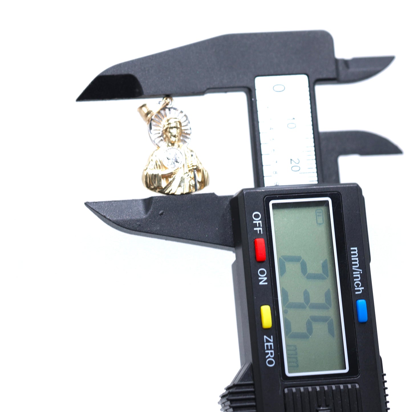 14KT GOLD 2 TONE SAN JUDAS HALF BODY PENDANT - SOLID