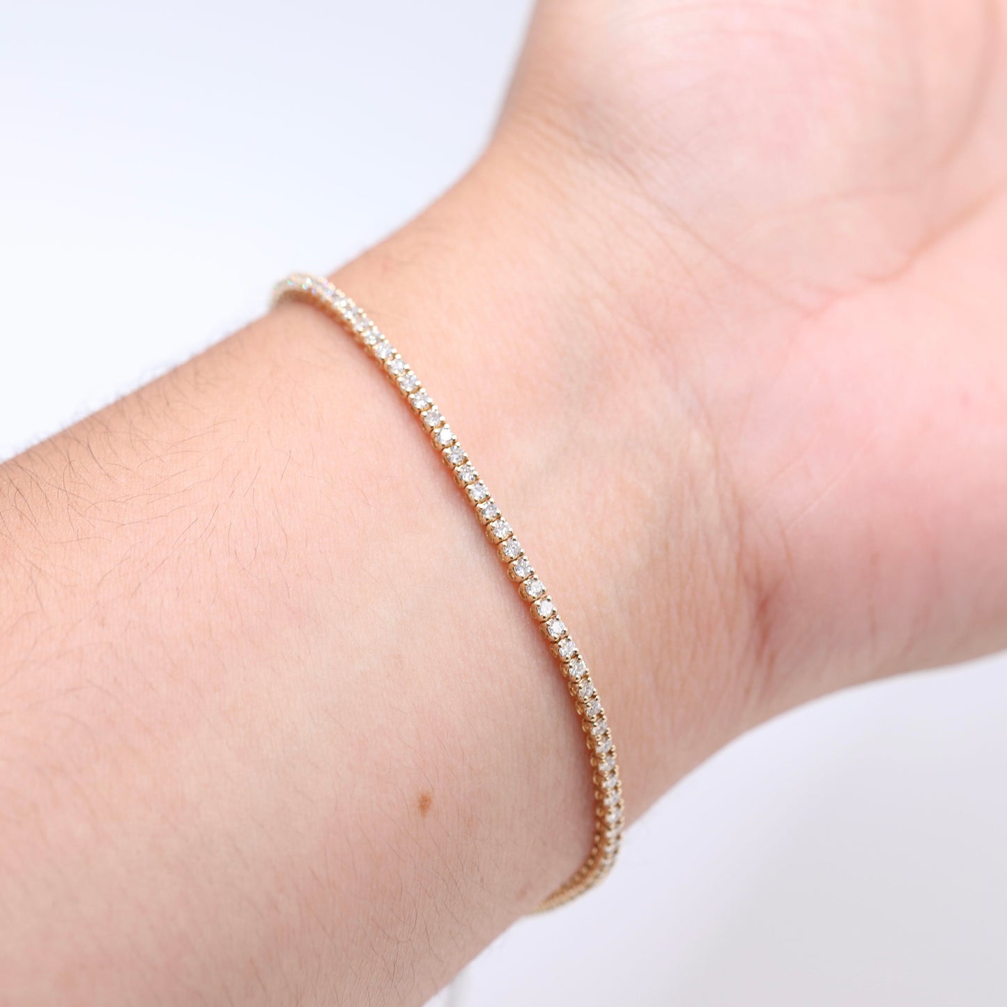 14KT GOLD REAL DIAMOND TENNIS BRACELET - SIZE 7 2 CT LAB GROWN