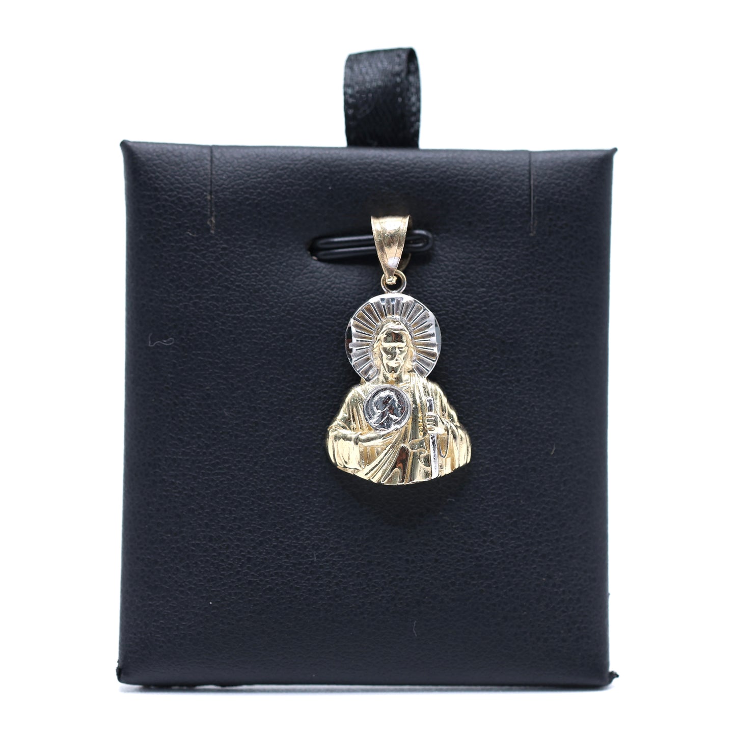 14KT GOLD 2 TONE SAN JUDAS HALF BODY PENDANT - SOLID