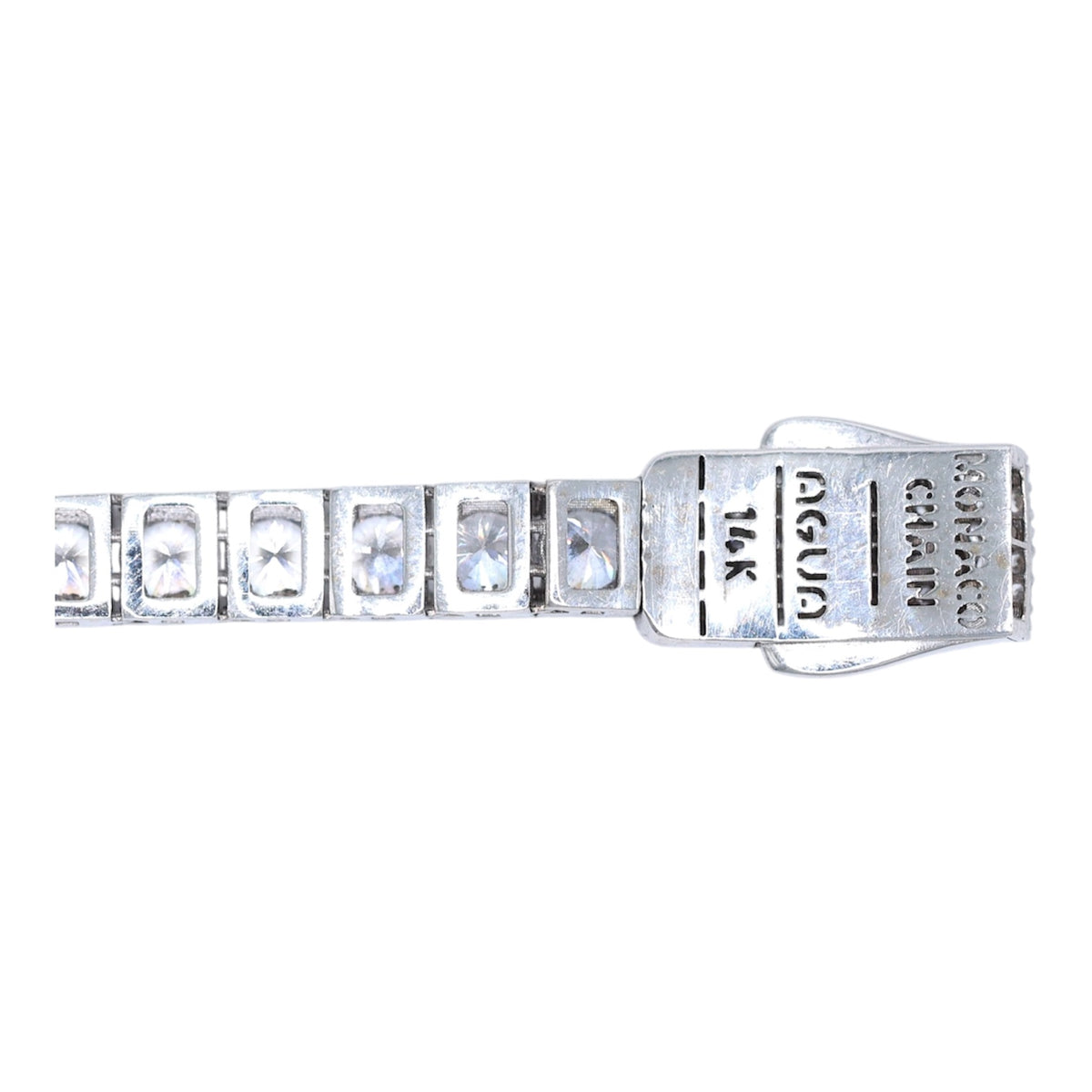 14KT WHITE GOLD MONACO CHAIN AGUA No. 2 BRACELET SIZE 7  - CERTIFIED