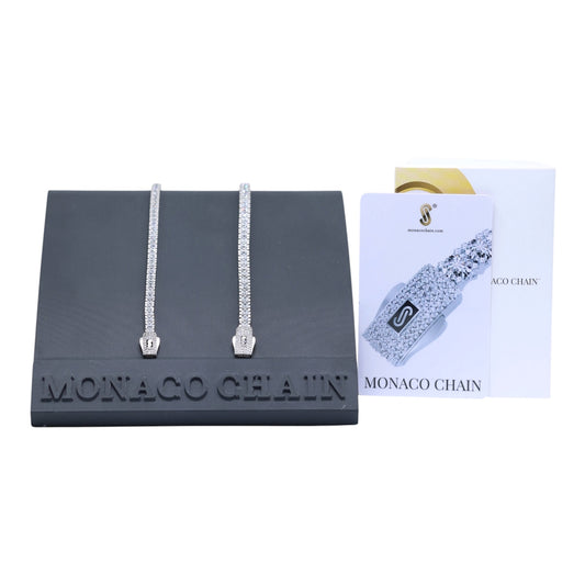 14KT WHITE GOLD MONACO CHAIN AGUA No. 2 BRACELET SIZE 7  - CERTIFIED